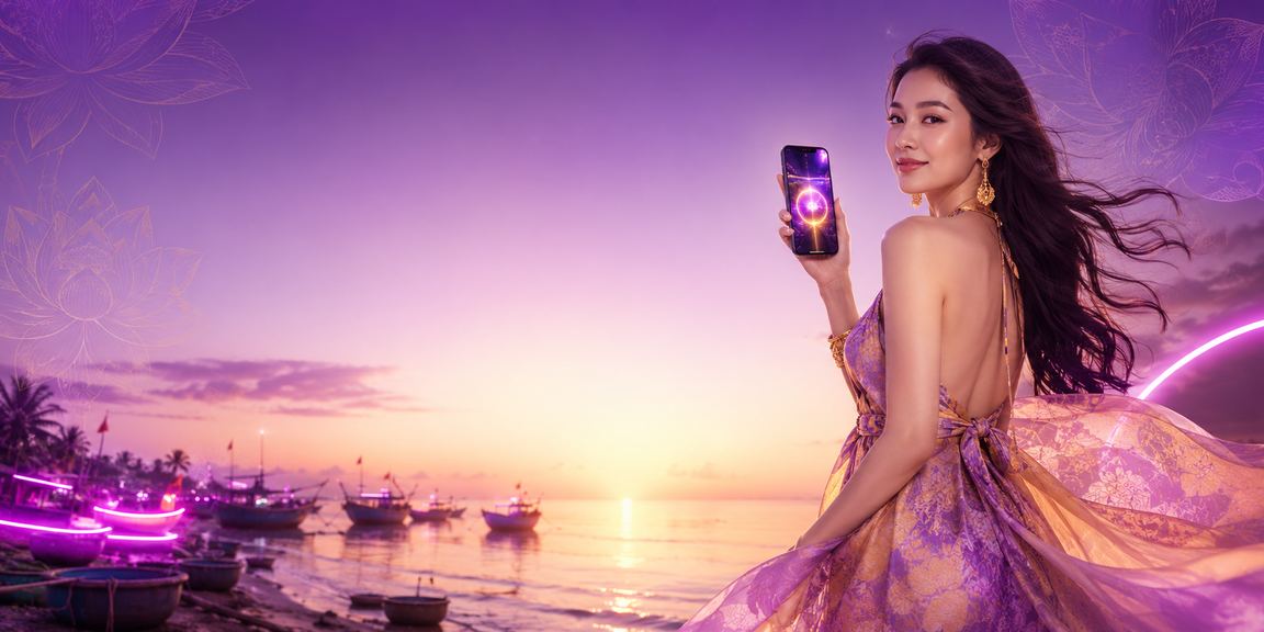 Người dùng trải nghiệm casino trên di động tại bãi biển Mũi Né trong không khí thư giãn